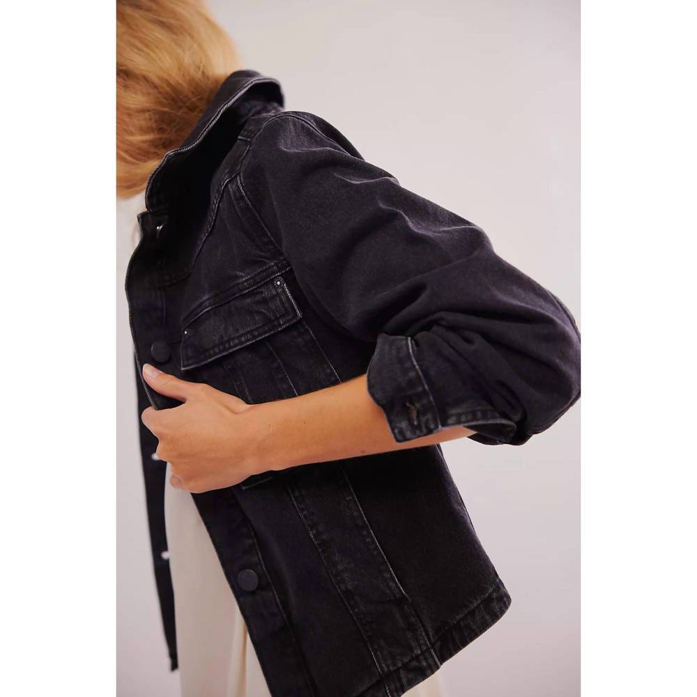 NEW FREE PEOPLE jade denim jacket in washed black - Picture 3 of 3